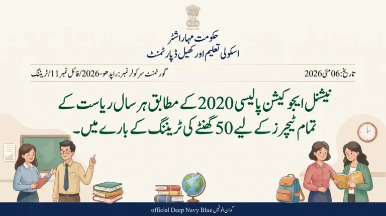 نیشنل ایجوکیشن پالیسی 2020 کے مطابق ہر سال ریاست کے تمام ٹیچرز کے لیے 50 گھنٹے کی ٹریننگ کے بارے میں۔